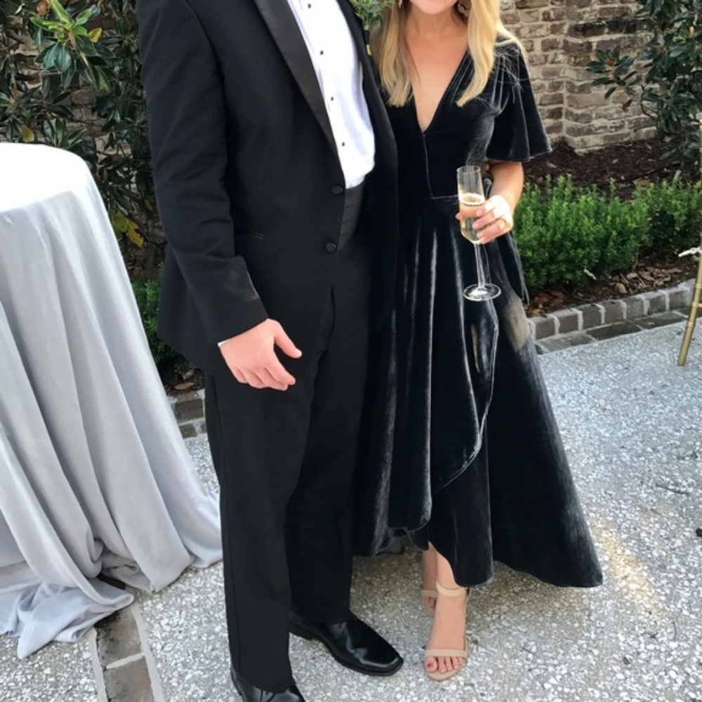 KRAUSE Wrapped Velvet Dress in BLACK - Picture 1 of 5